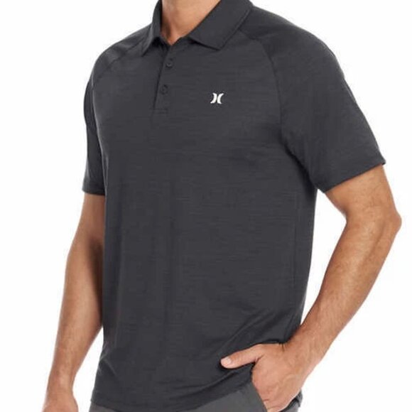 Hurley Men's Stretch Moisture Wicking Charcoal Performance Polo Shirt, XL - Picture 1 of 5